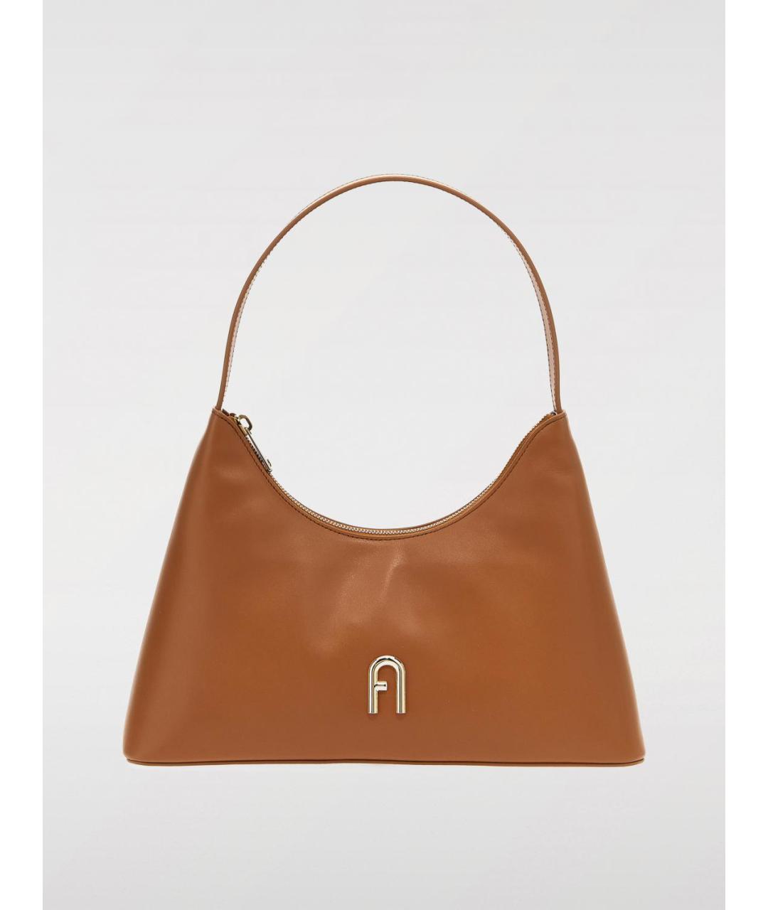 FURLA Коричневая кожаная сумка через плечо, фото 5