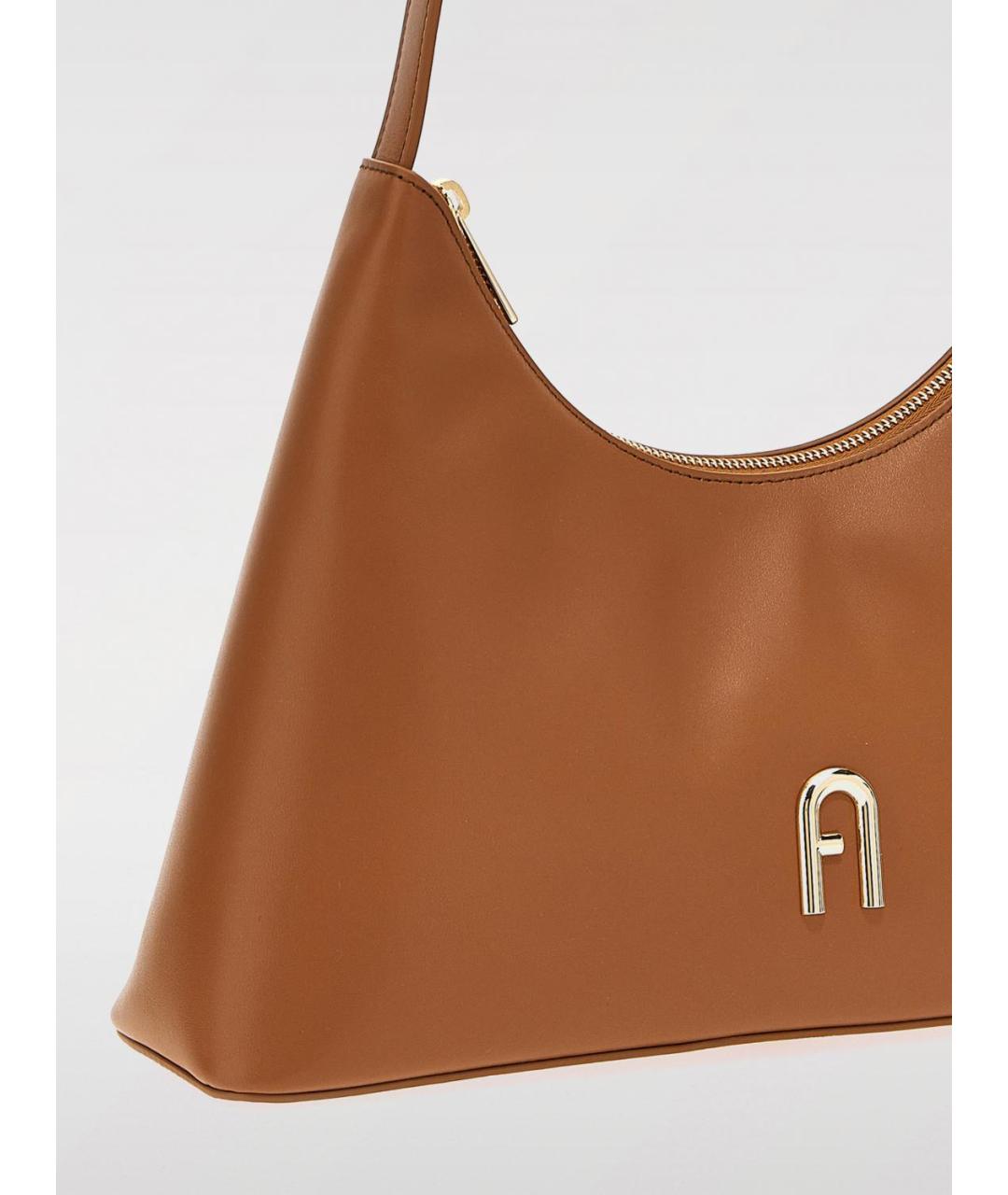 FURLA Коричневая кожаная сумка через плечо, фото 3