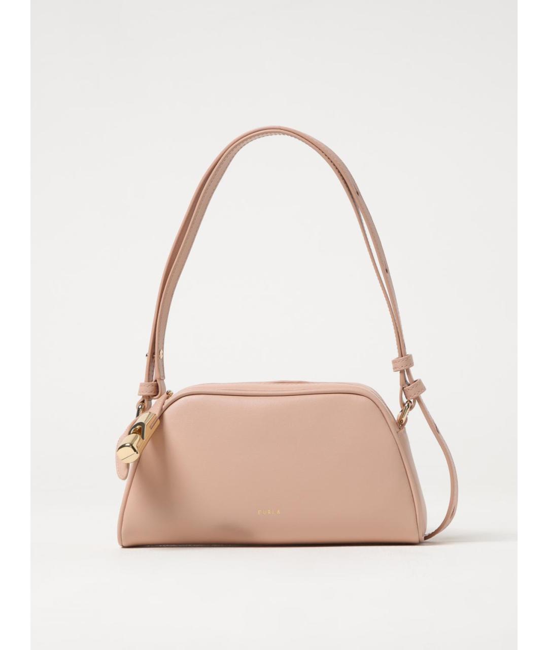 FURLA Бежевая кожаная сумка через плечо, фото 4