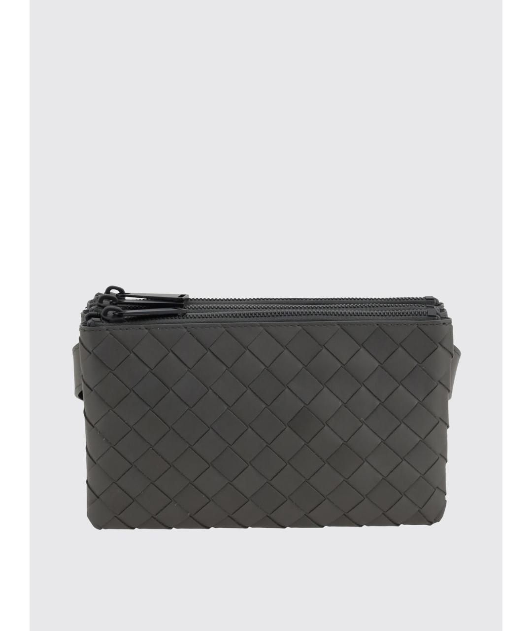 BOTTEGA VENETA Черная кожаная барсетка, фото 4