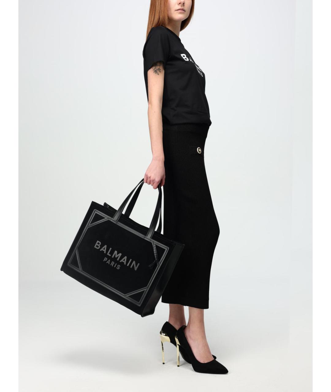 BALMAIN Черная вискозная юбка миди, фото 3