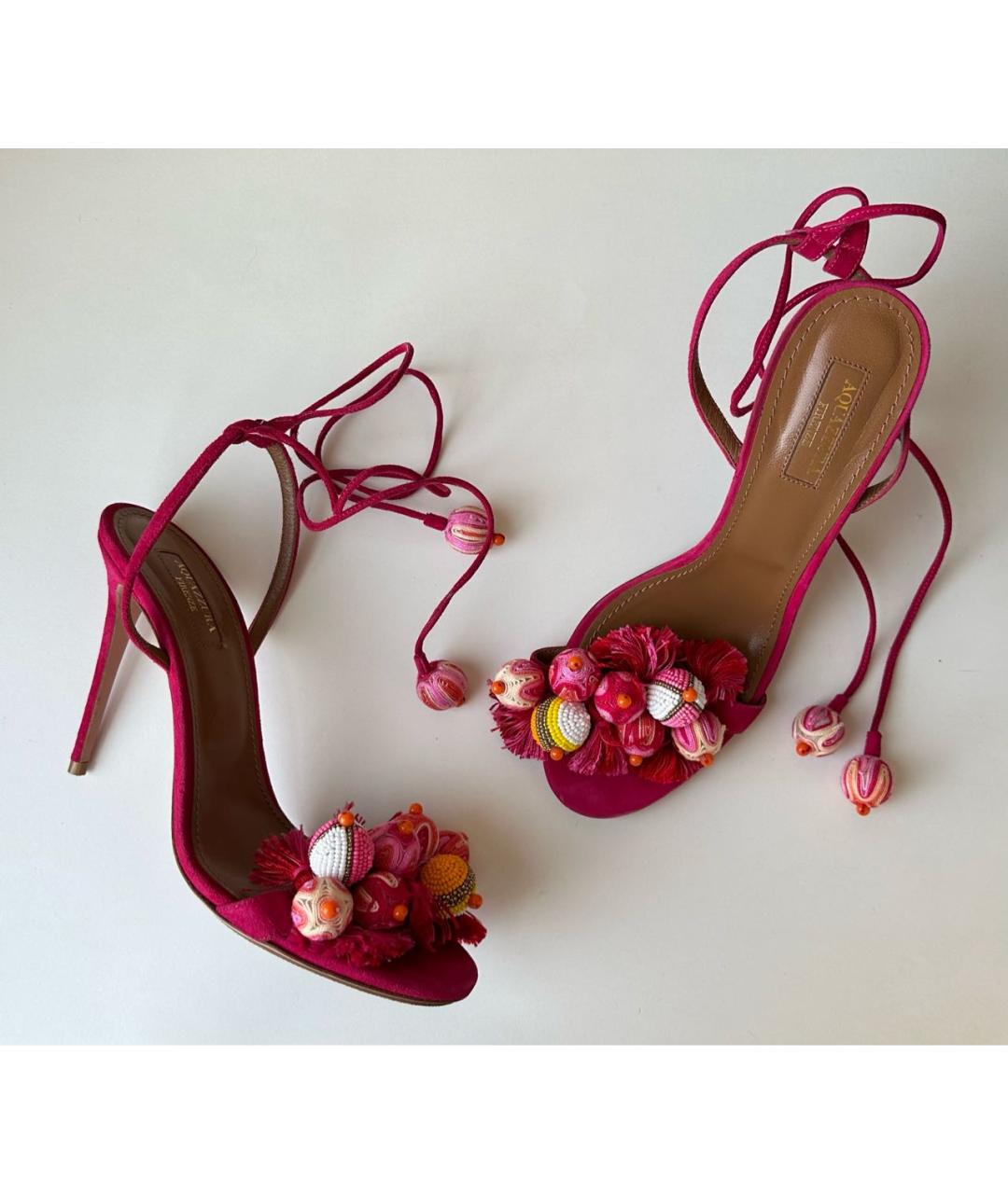 AQUAZZURA Фуксия замшевые босоножки, фото 3