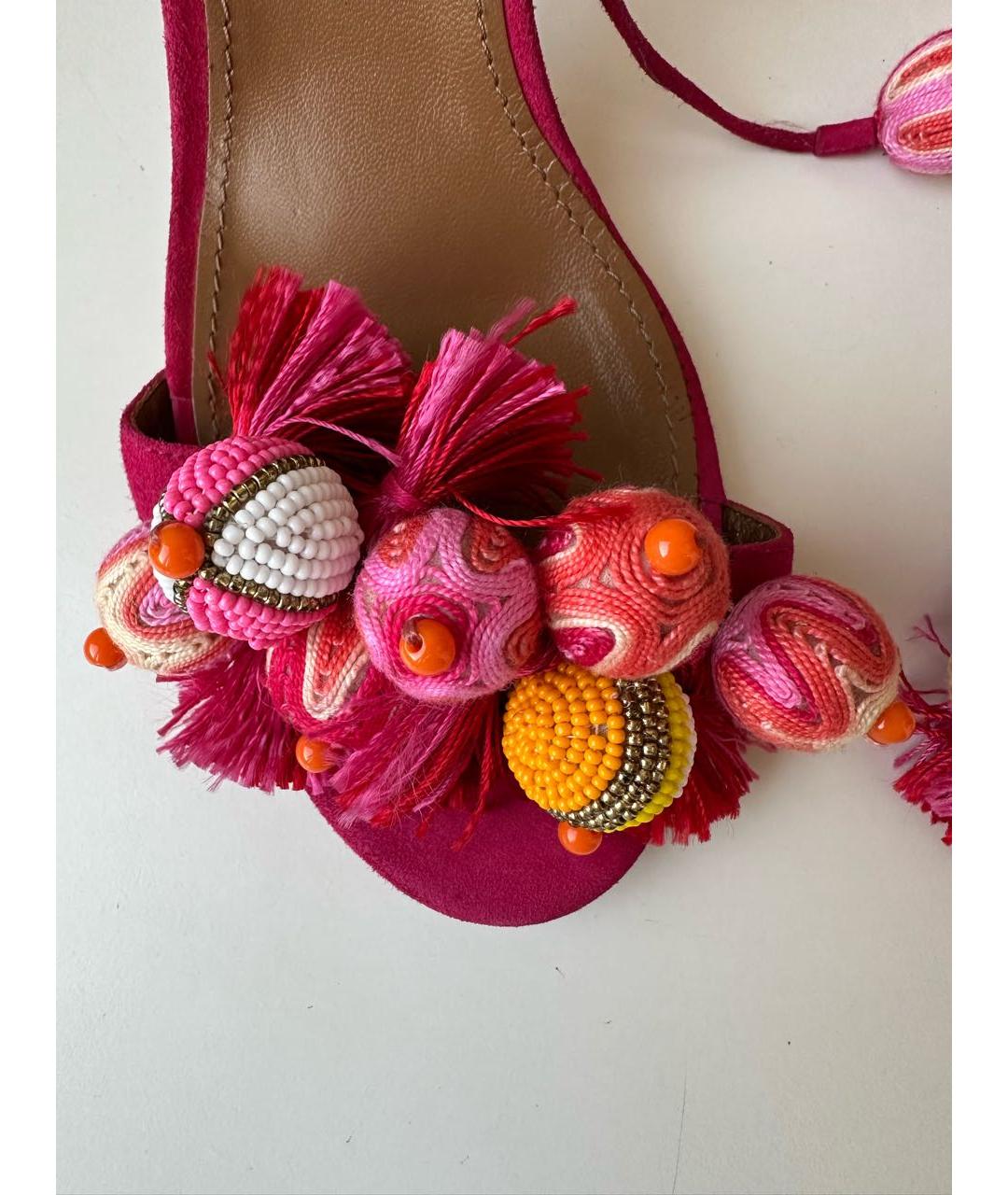 AQUAZZURA Фуксия замшевые босоножки, фото 6