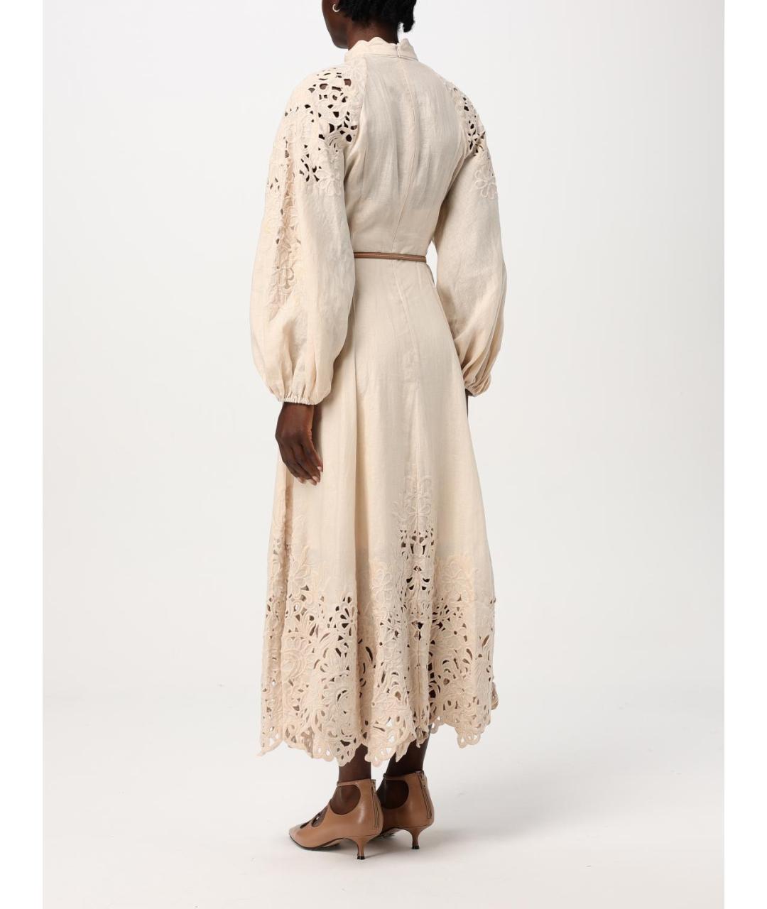 ZIMMERMANN Бежевое льняное повседневное платье, фото 3