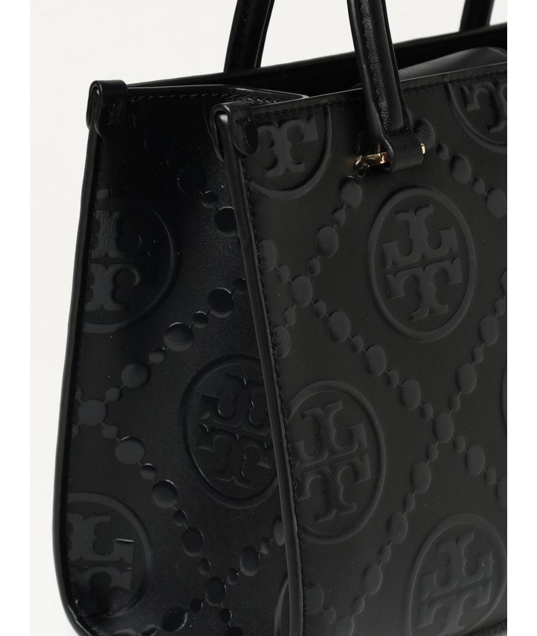TORY BURCH Черная кожаная сумка тоут, фото 3