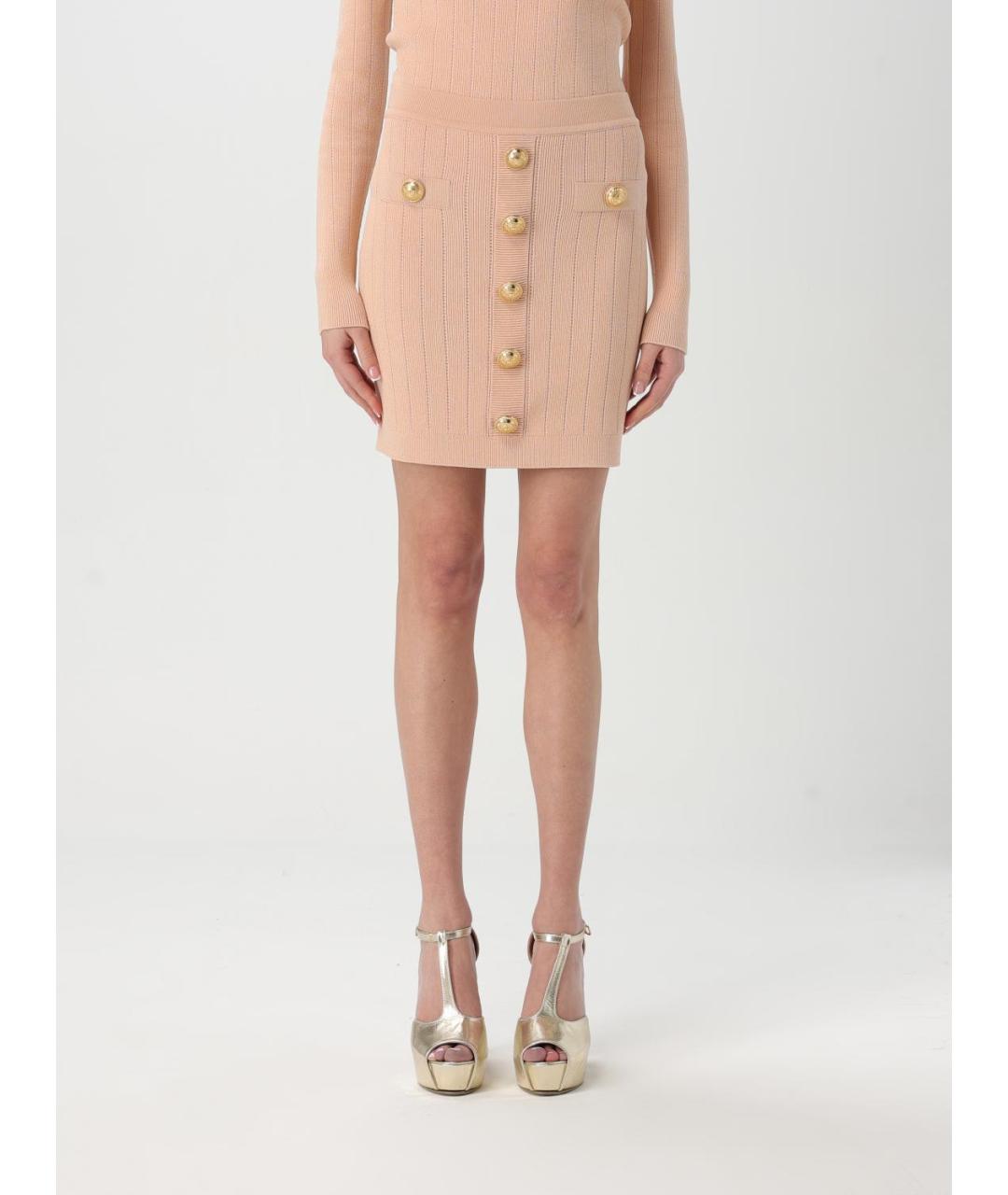 BALMAIN Розовая вискозная юбка мини, фото 2