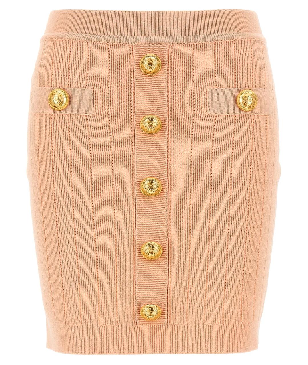 BALMAIN Розовая вискозная юбка мини, фото 1