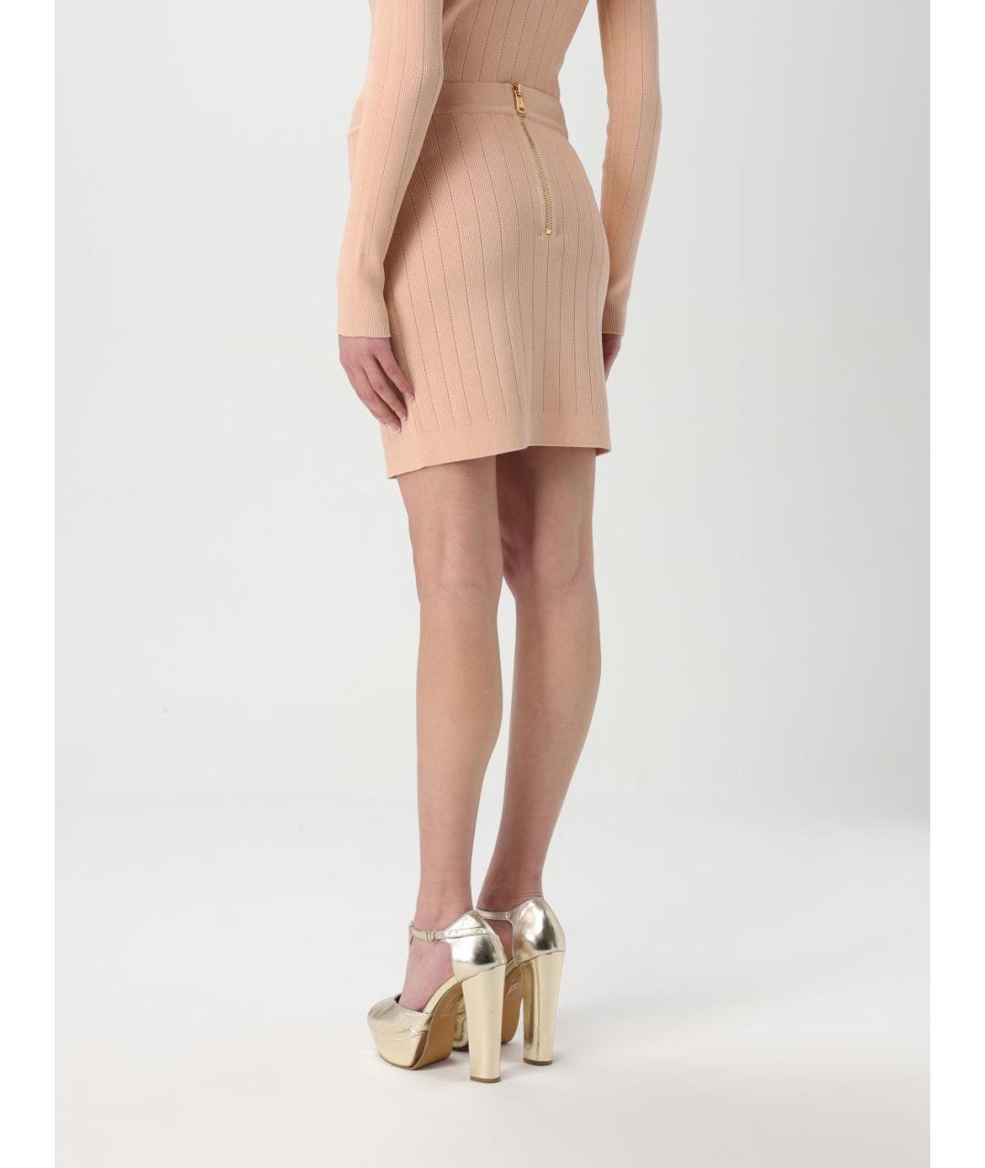BALMAIN Розовая вискозная юбка мини, фото 4
