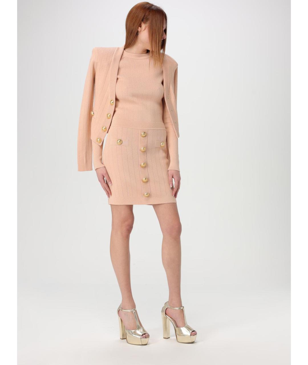 BALMAIN Розовая вискозная юбка мини, фото 3