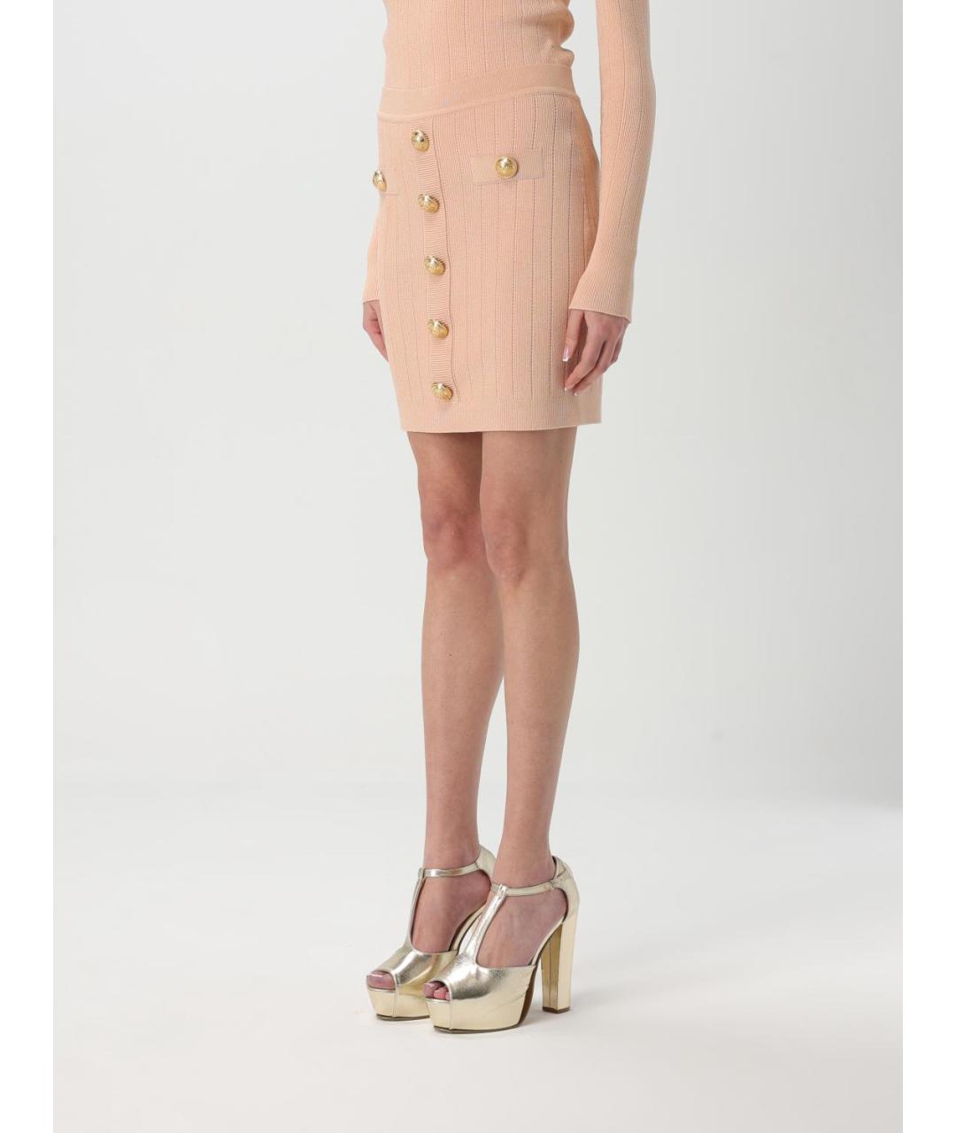 BALMAIN Розовая вискозная юбка мини, фото 5