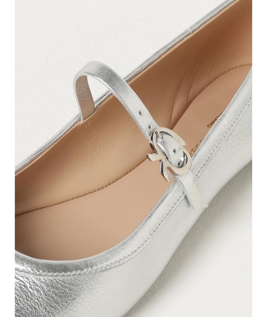 GIANVITO ROSSI Серебряные кожаные балетки, фото 4