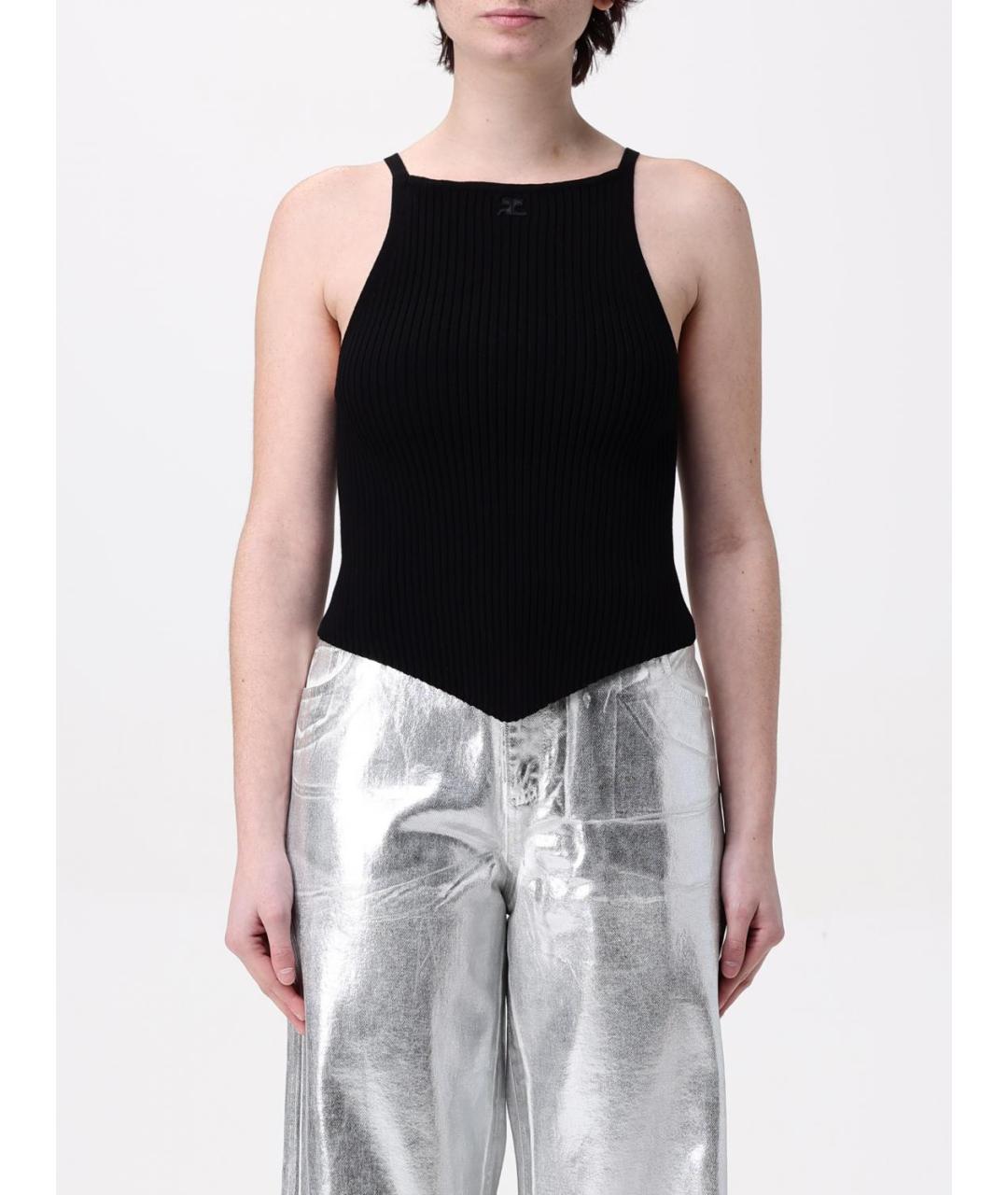 COURREGES Черная вискозная майка, фото 2