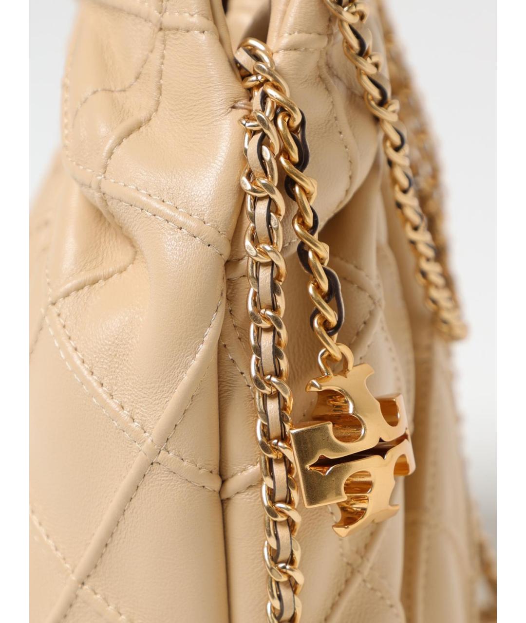 TORY BURCH Бежевая кожаная сумка тоут, фото 3