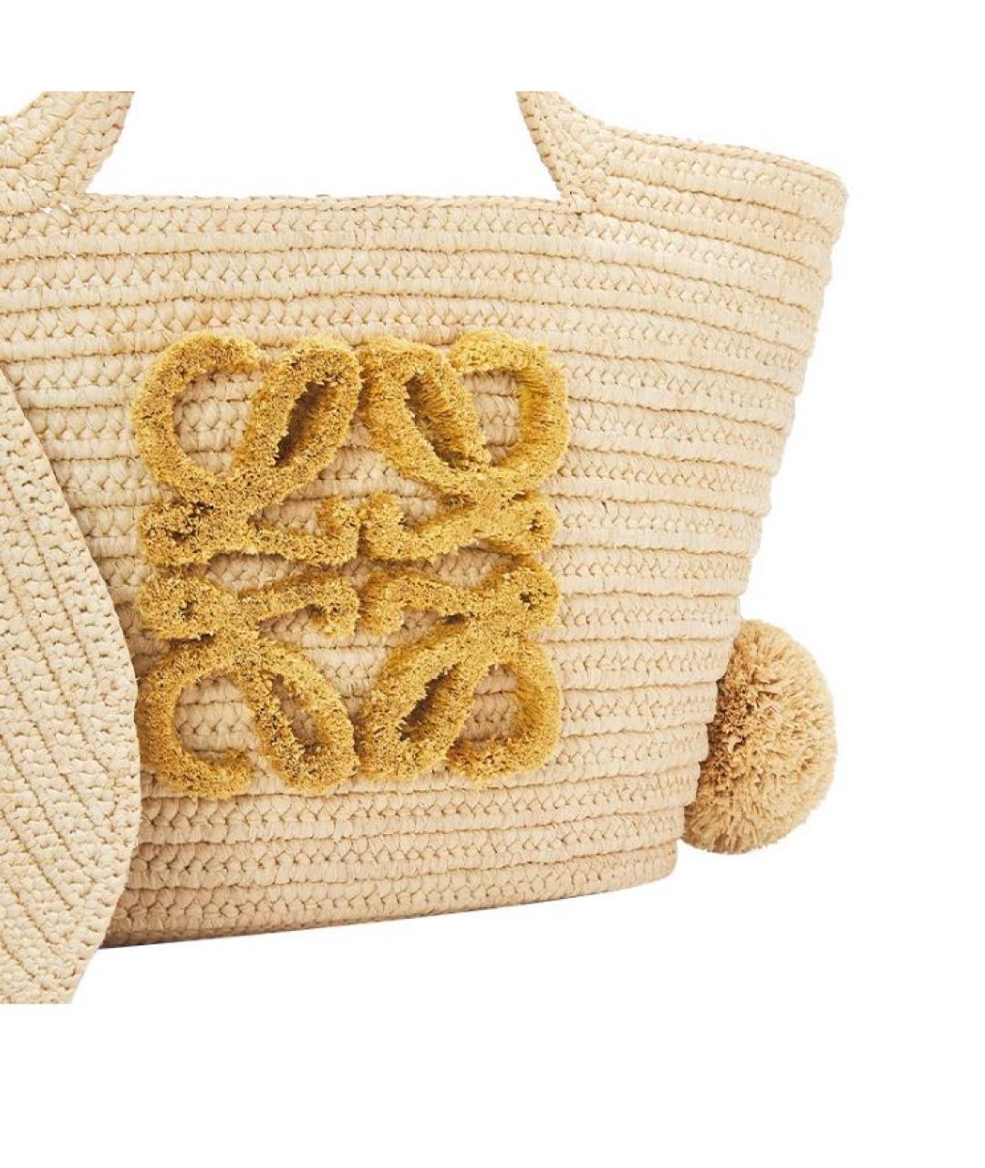 LOEWE Бежевая пелетеная пляжная сумка, фото 5