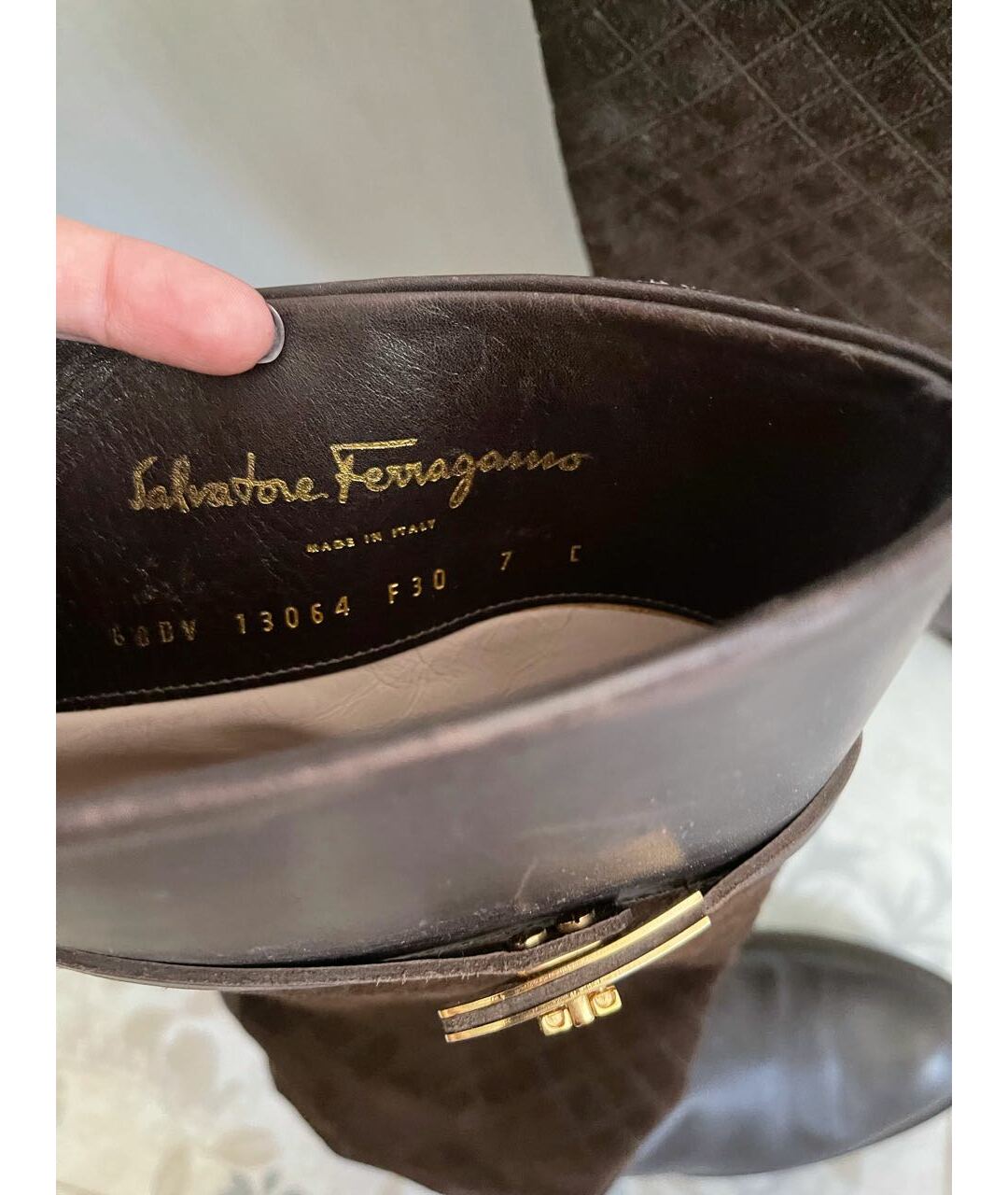 SALVATORE FERRAGAMO Коричневые кожаные сапоги, фото 4