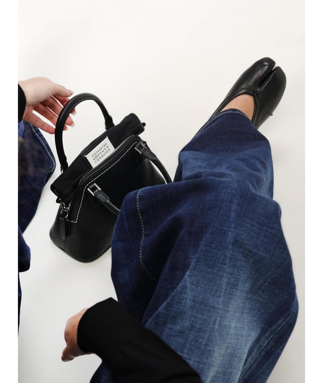 MAISON MARGIELA Черная кожаная сумка тоут, фото 2