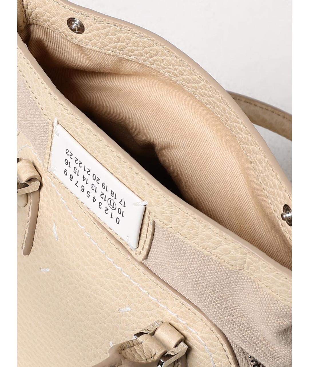 MAISON MARGIELA Бежевая кожаная сумка тоут, фото 5
