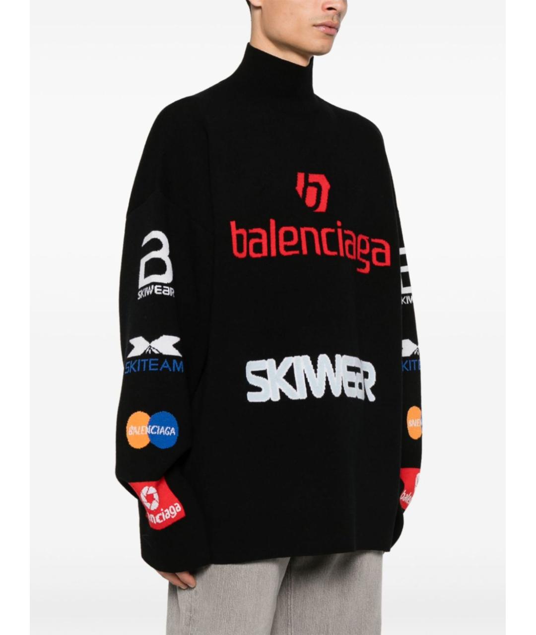 BALENCIAGA Черный шерстяной джемпер / свитер, фото 3