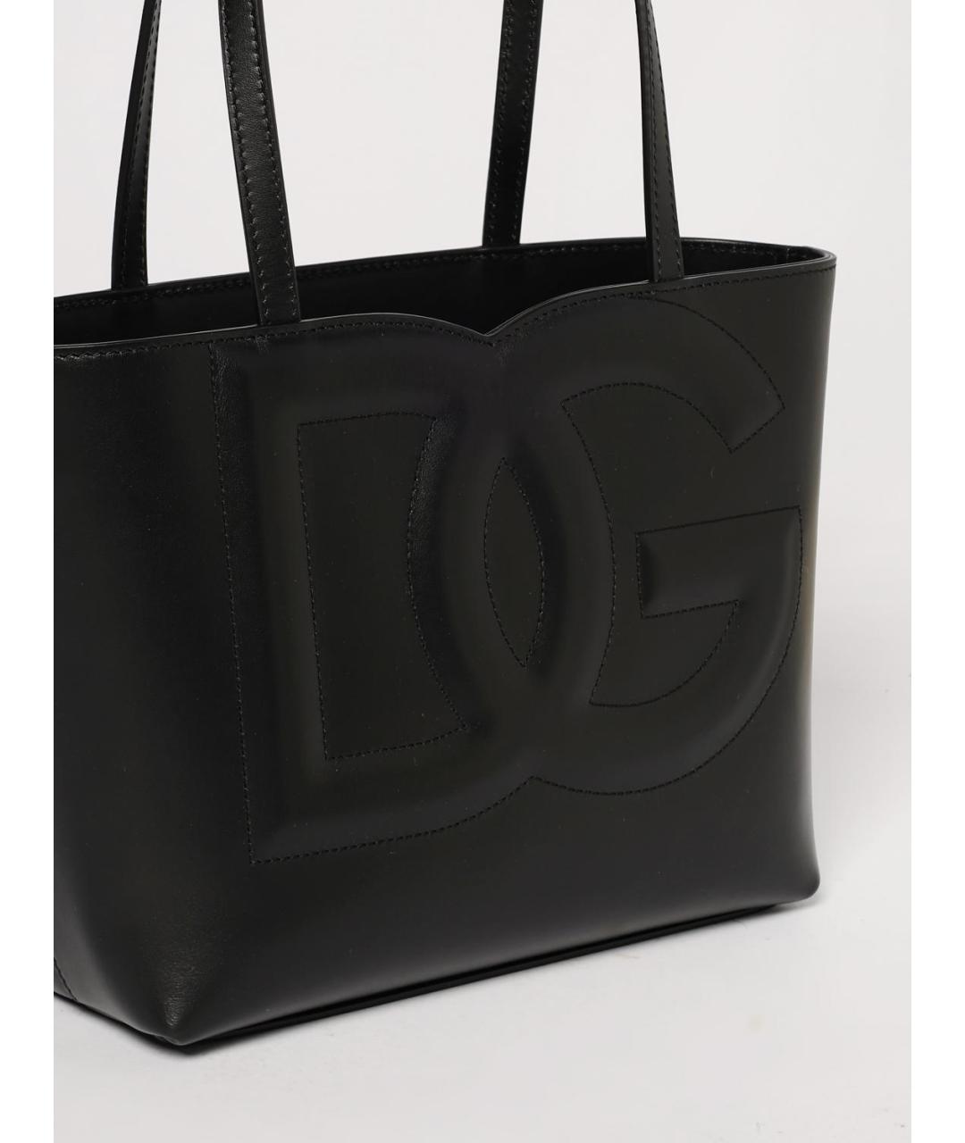 DOLCE&GABBANA Черная кожаная сумка тоут, фото 5