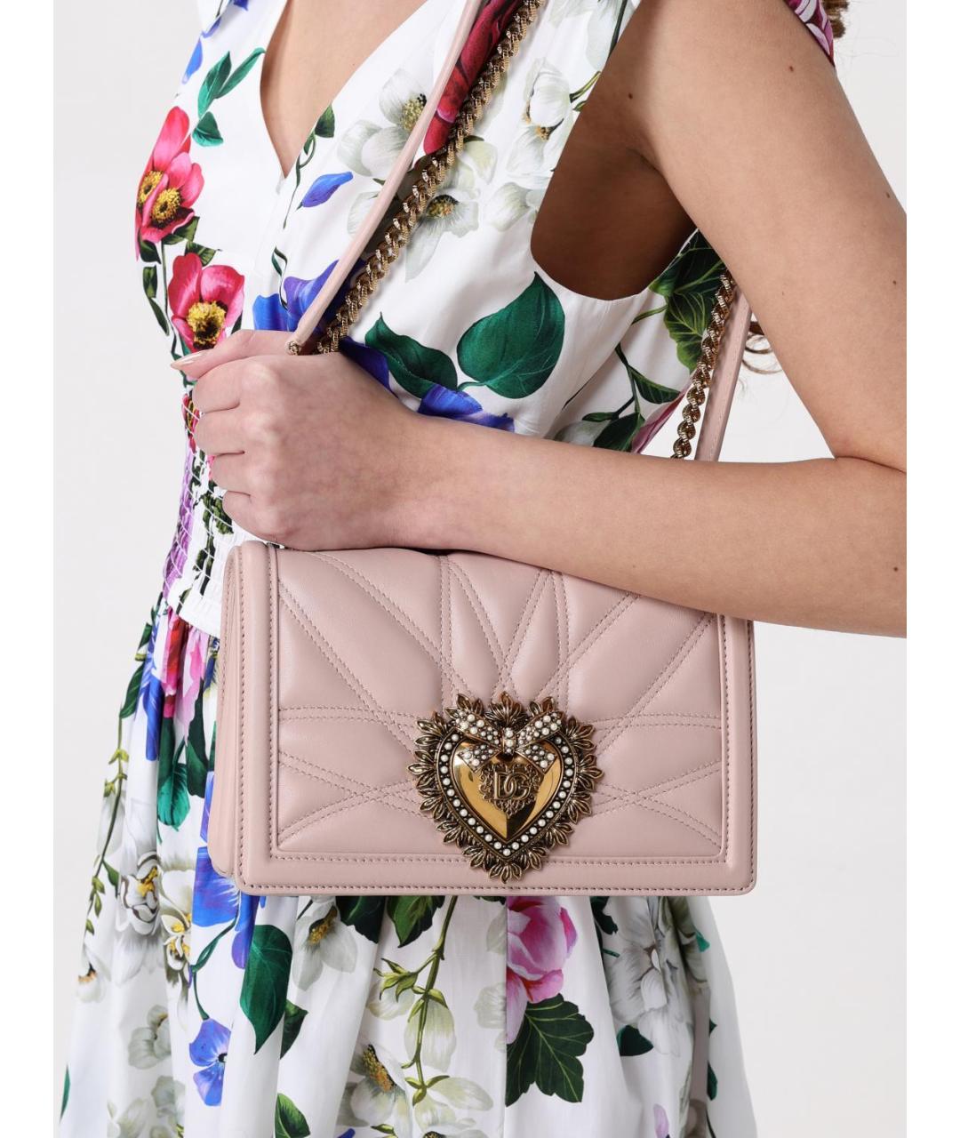 DOLCE&GABBANA Розовая кожаная сумка через плечо, фото 2