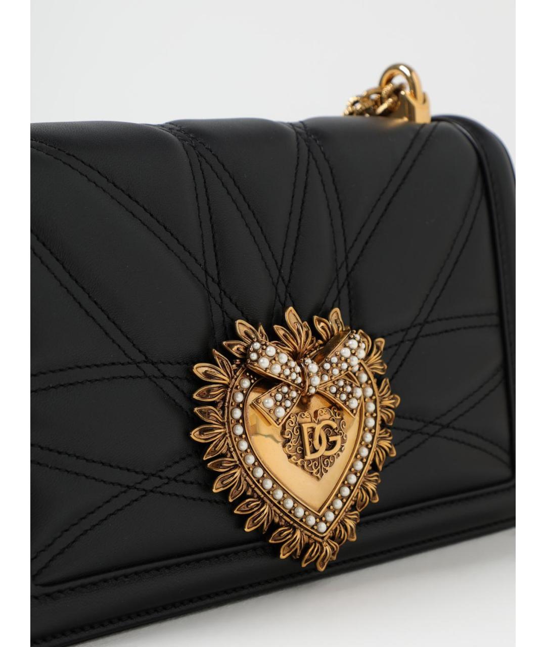 DOLCE&GABBANA Черная кожаная сумка через плечо, фото 4