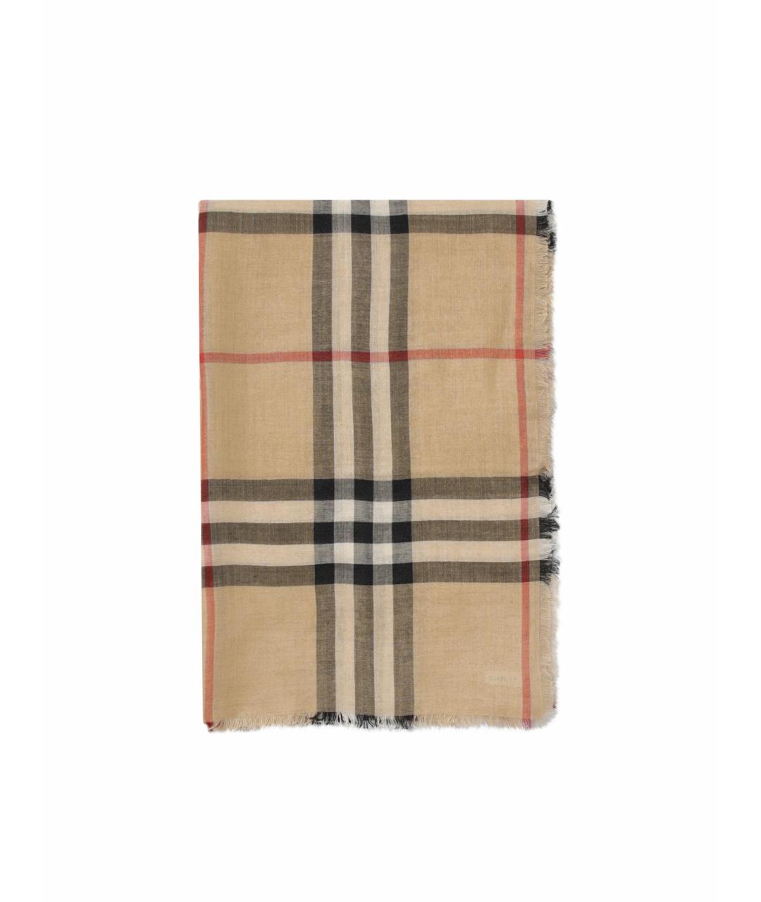 BURBERRY Бежевый шерстяной шарф, фото 1