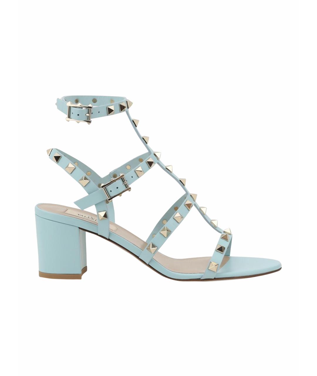 VALENTINO Бирюзовые кожаные босоножки, фото 1