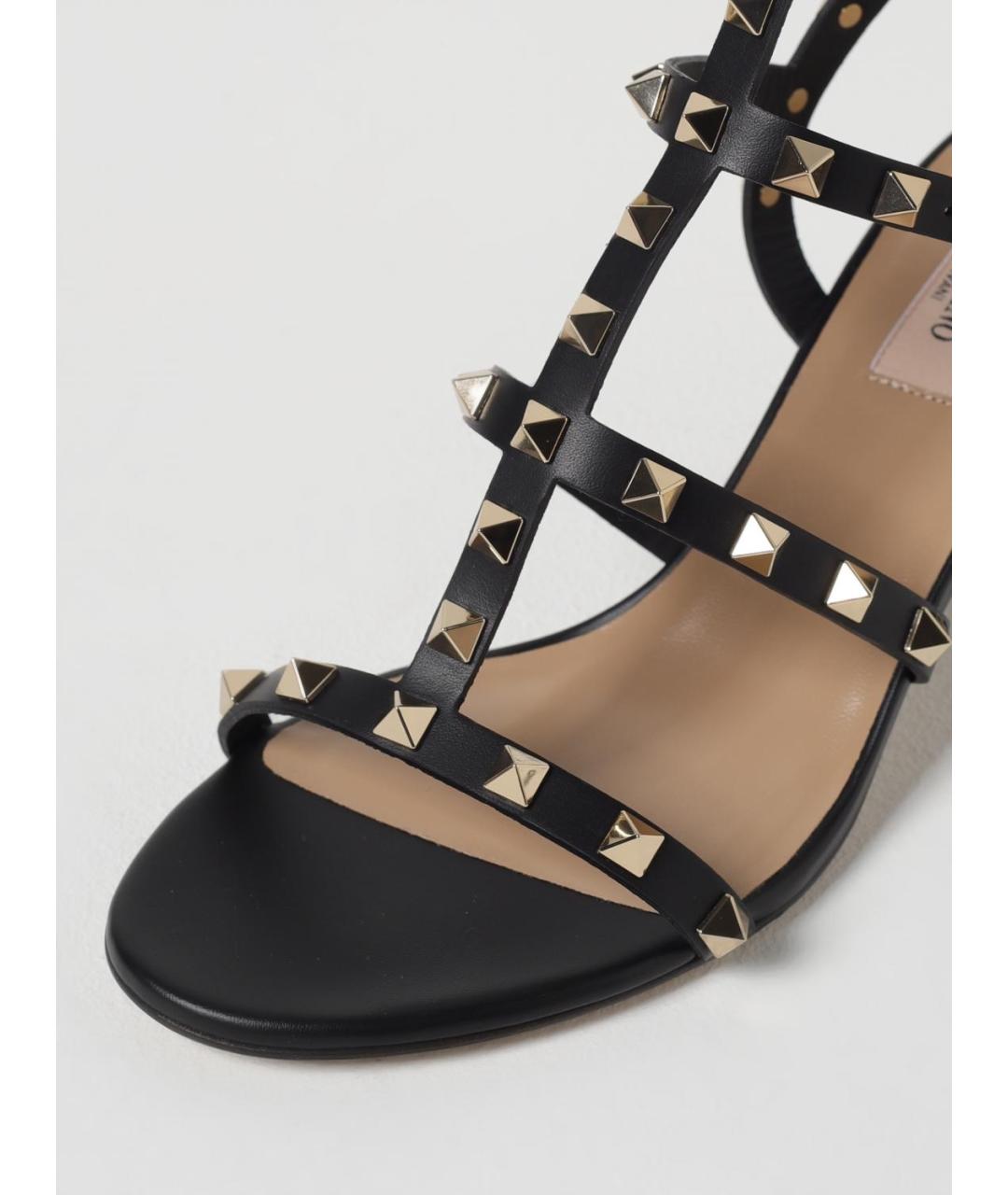 VALENTINO Черные кожаные босоножки, фото 4