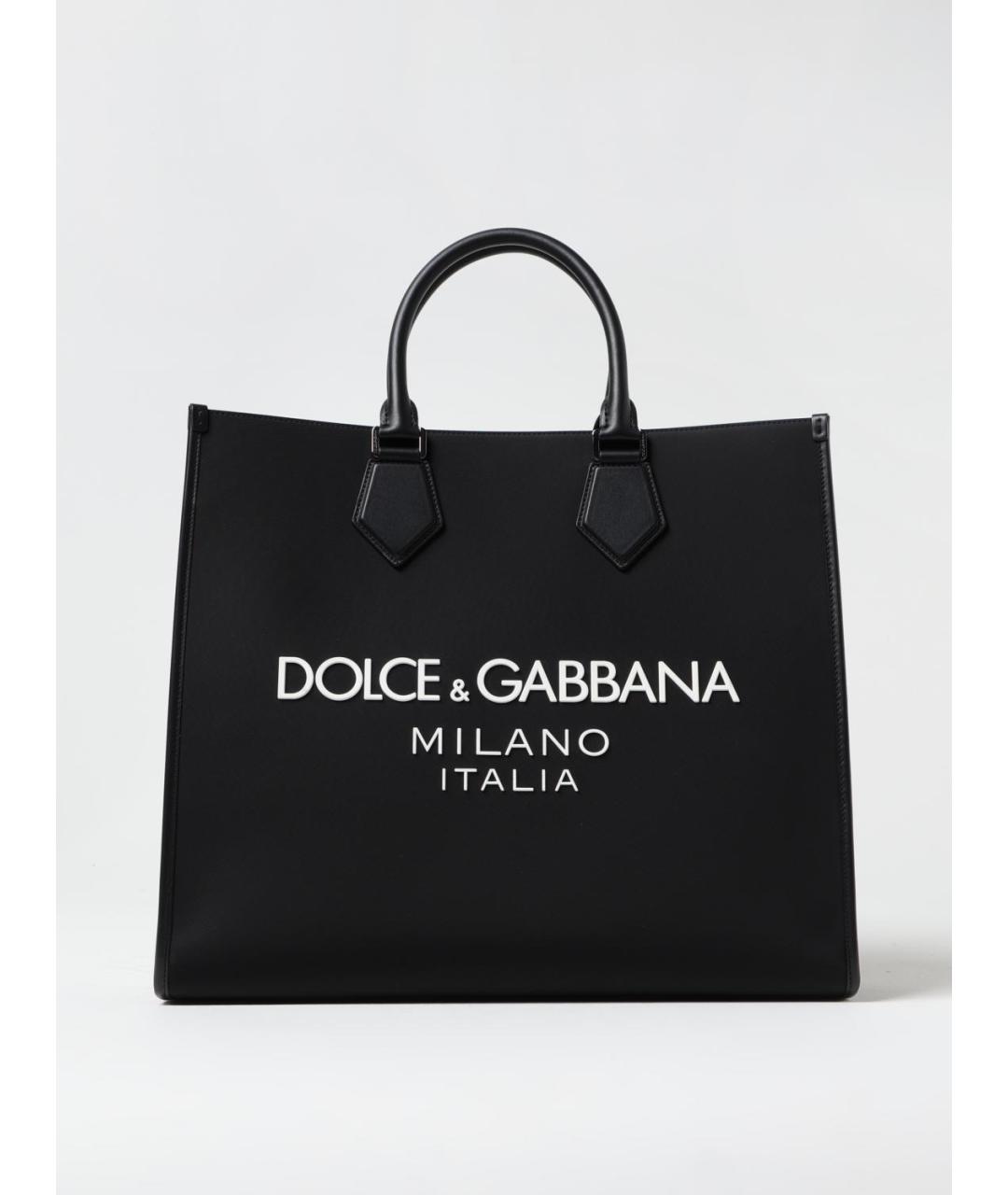 DOLCE&GABBANA Черная тканевая сумка тоут, фото 6
