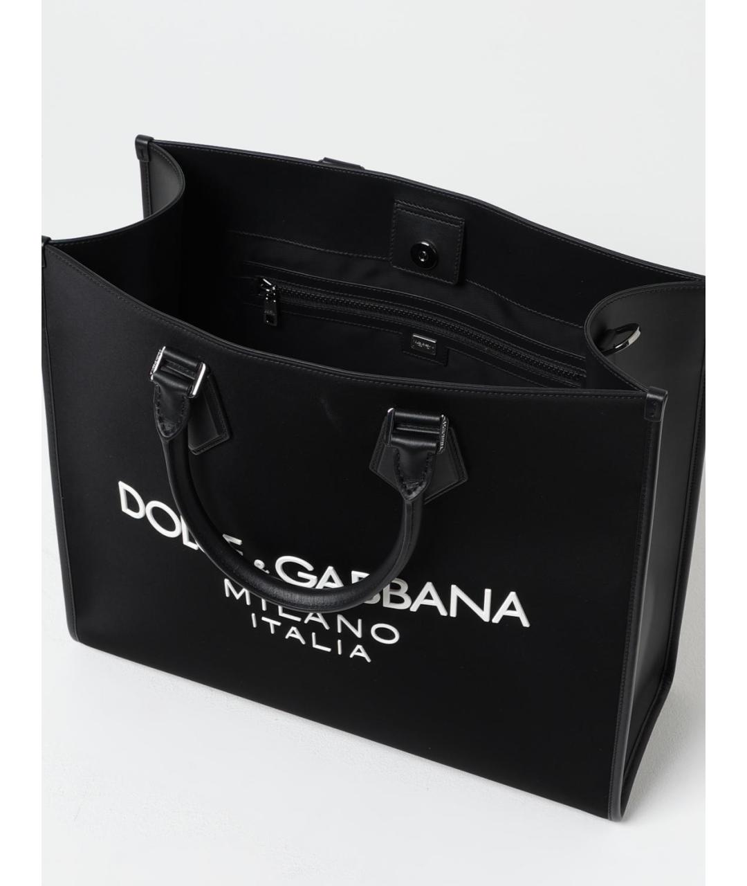 DOLCE&GABBANA Черная тканевая сумка тоут, фото 5