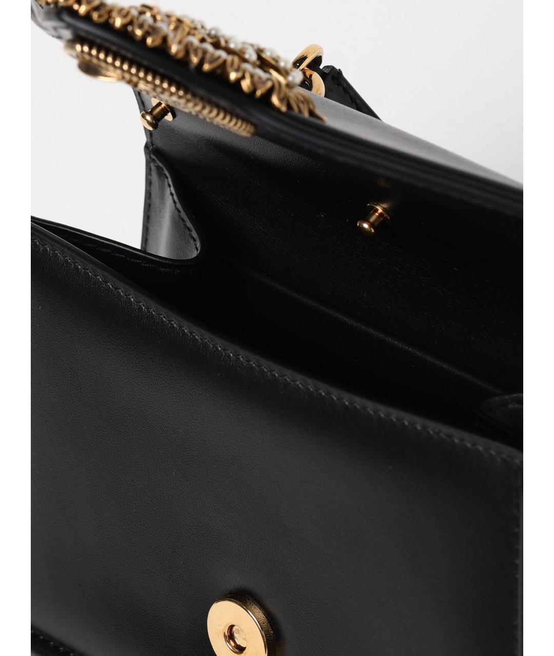 DOLCE&GABBANA Черная кожаная сумка с короткими ручками, фото 5