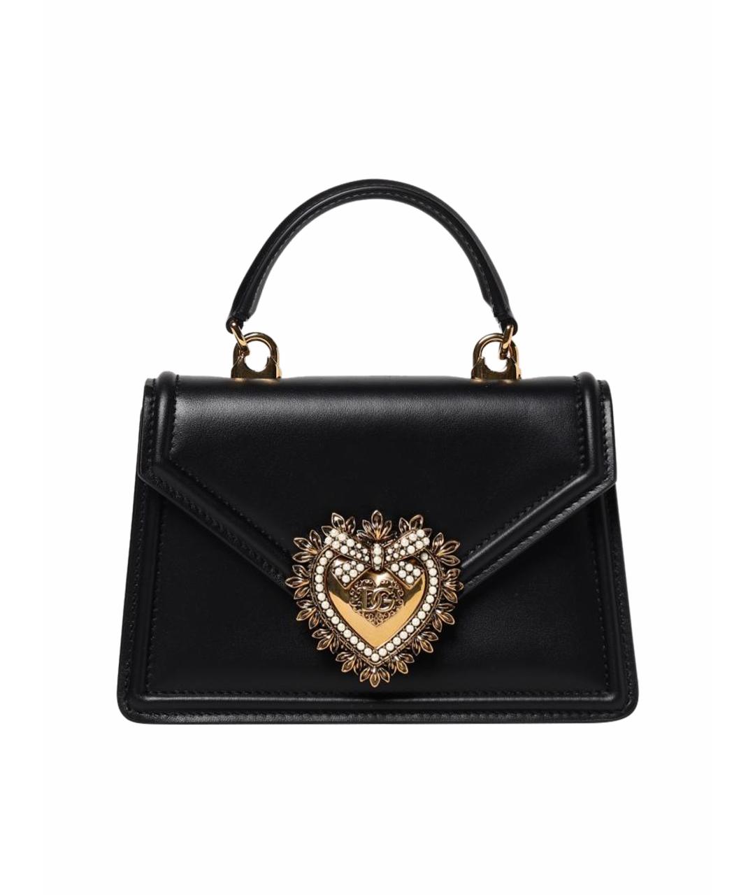 DOLCE&GABBANA Черная кожаная сумка с короткими ручками, фото 1