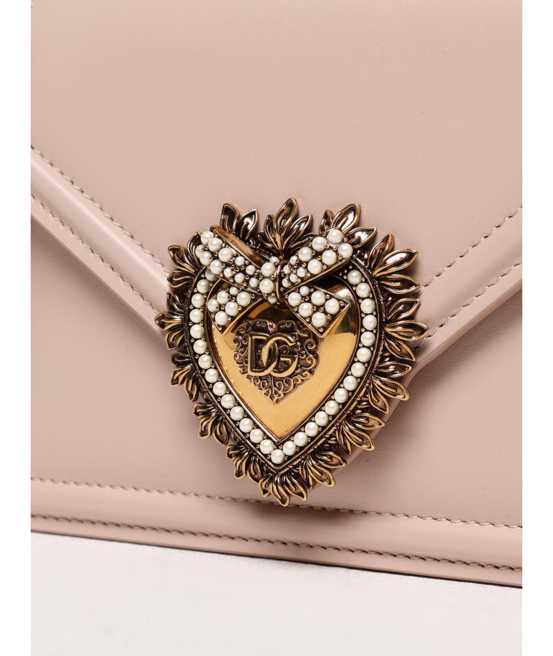 DOLCE&GABBANA Розовая кожаная сумка с короткими ручками, фото 4