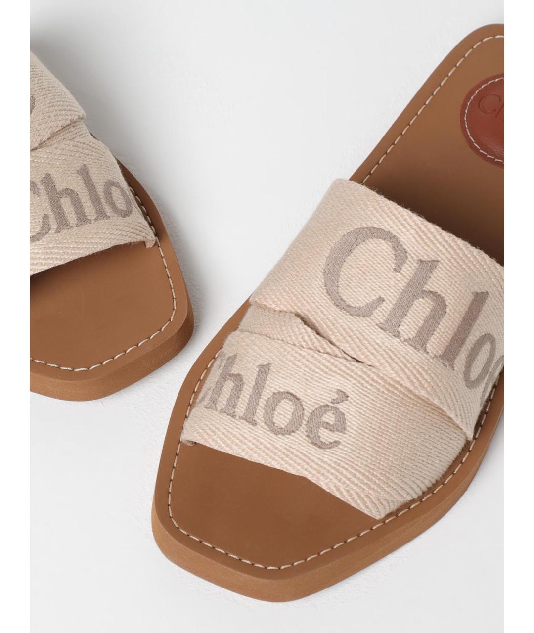 CHLOE Бежевые шлепанцы, фото 4