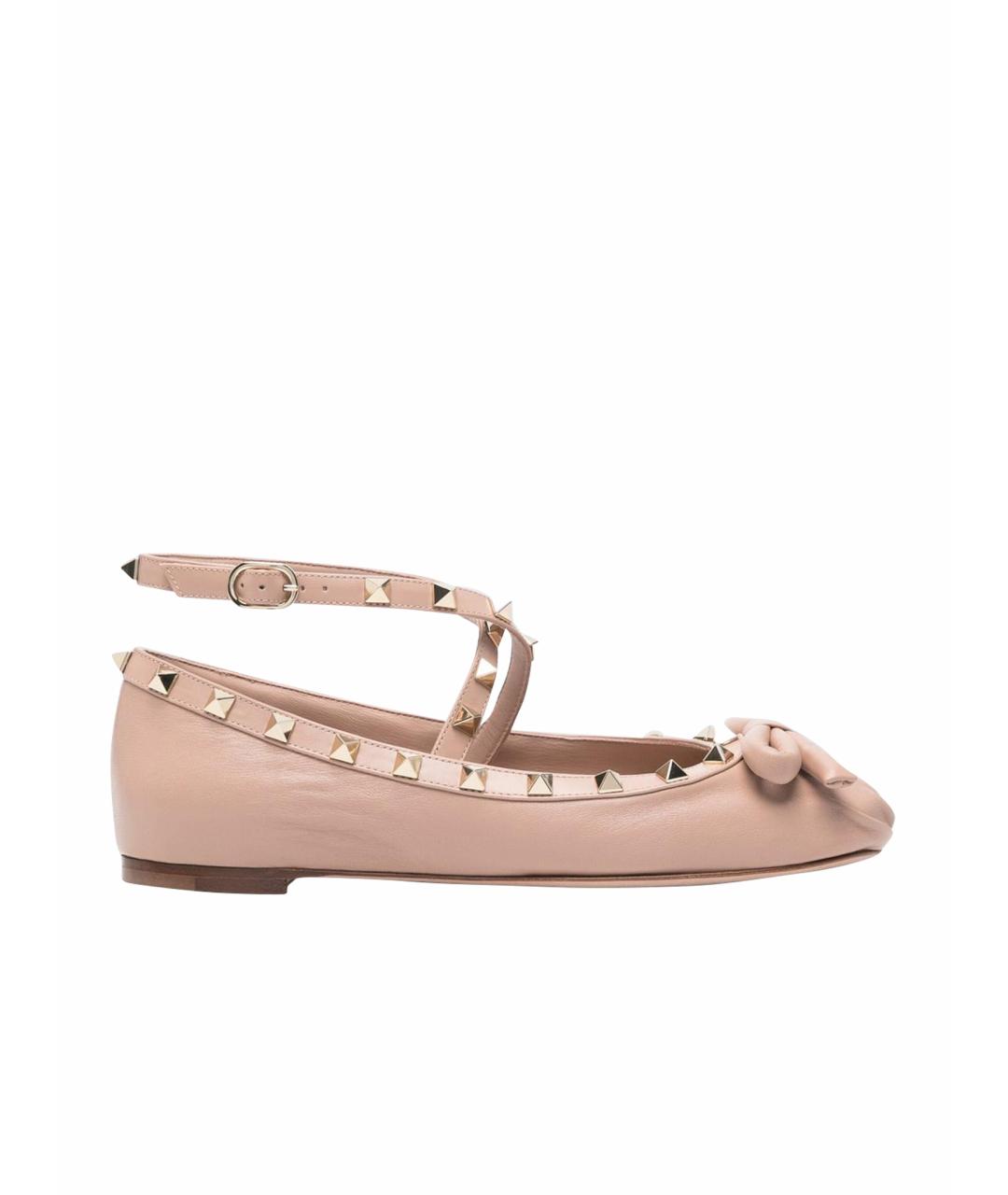 VALENTINO Розовые кожаные балетки, фото 1
