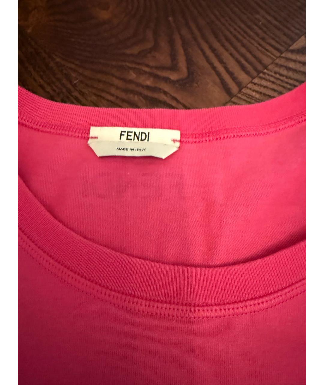 FENDI Розовая хлопковая футболка, фото 2