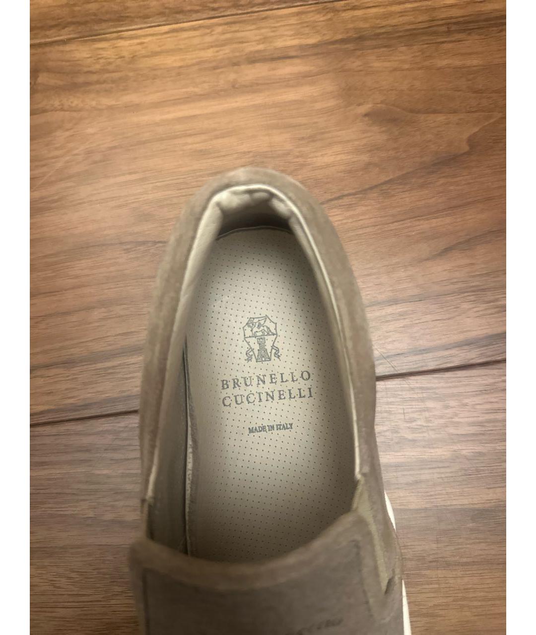 BRUNELLO CUCINELLI Бежевые текстильные лоферы/мокасины, фото 6