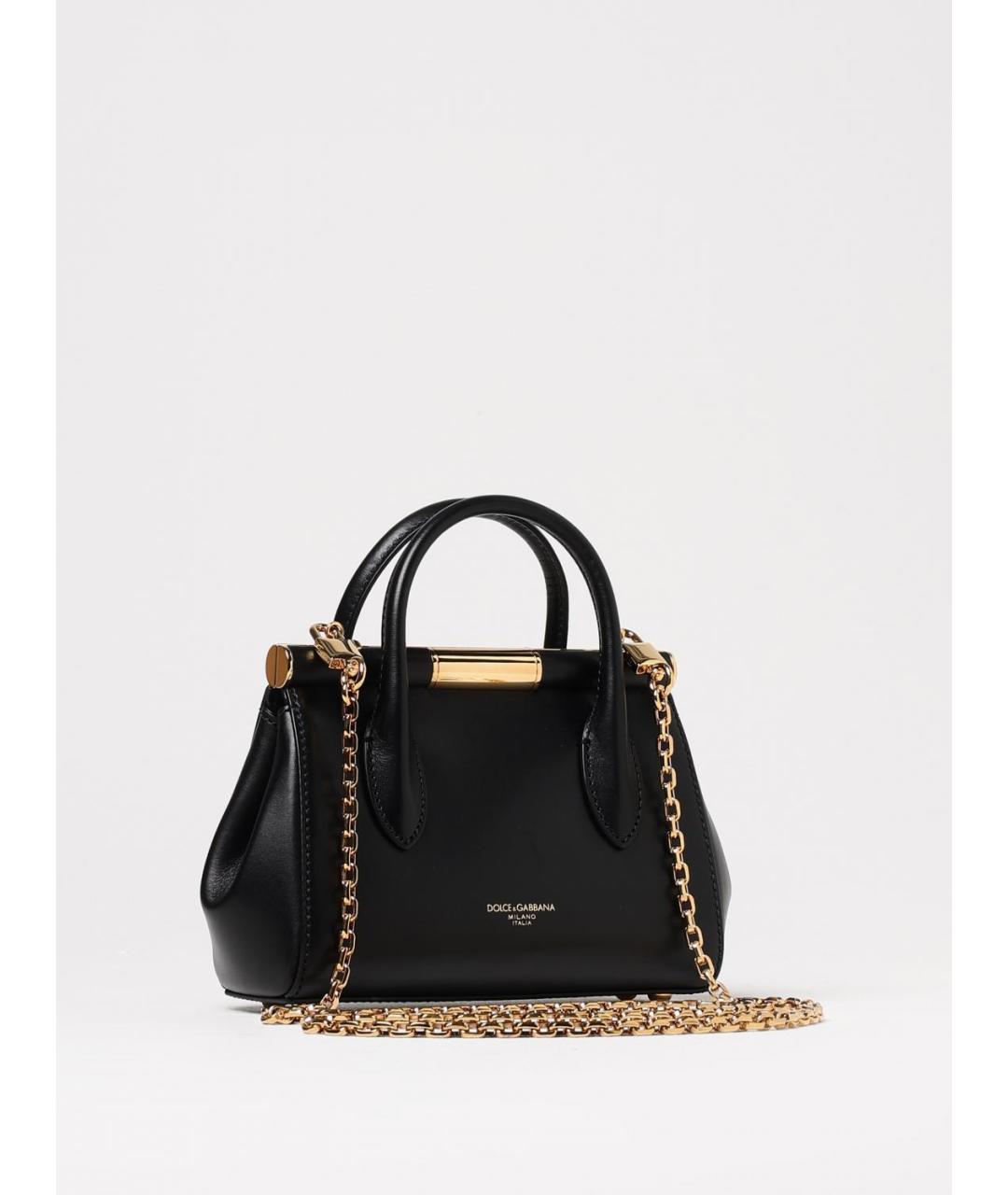 DOLCE&GABBANA Черная кожаная сумка с короткими ручками, фото 3