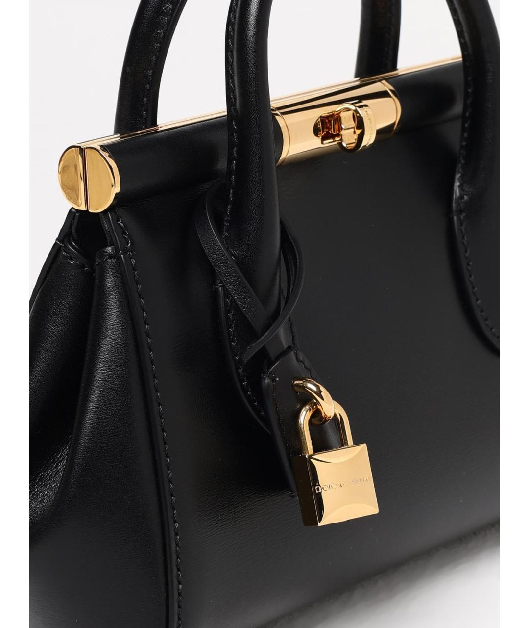 DOLCE&GABBANA Черная кожаная сумка с короткими ручками, фото 4