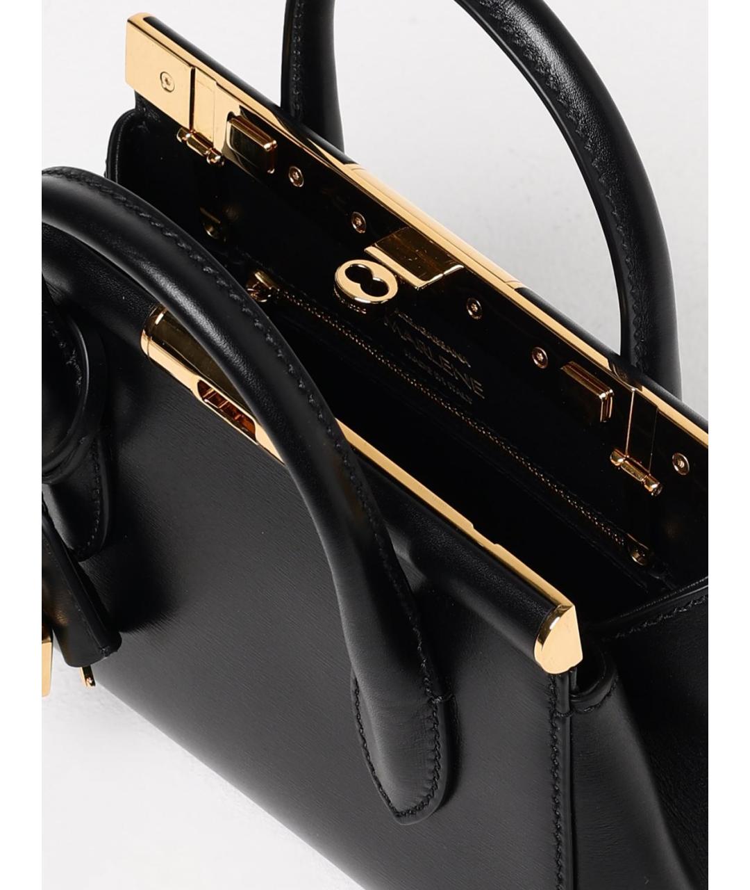 DOLCE&GABBANA Черная кожаная сумка с короткими ручками, фото 5