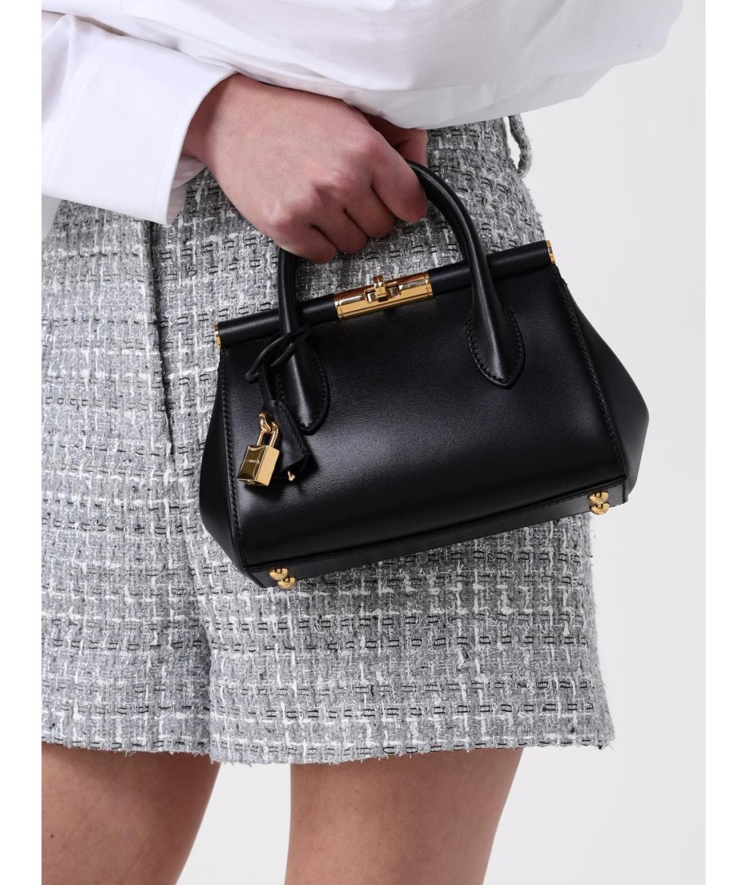 DOLCE&GABBANA Черная кожаная сумка с короткими ручками, фото 2