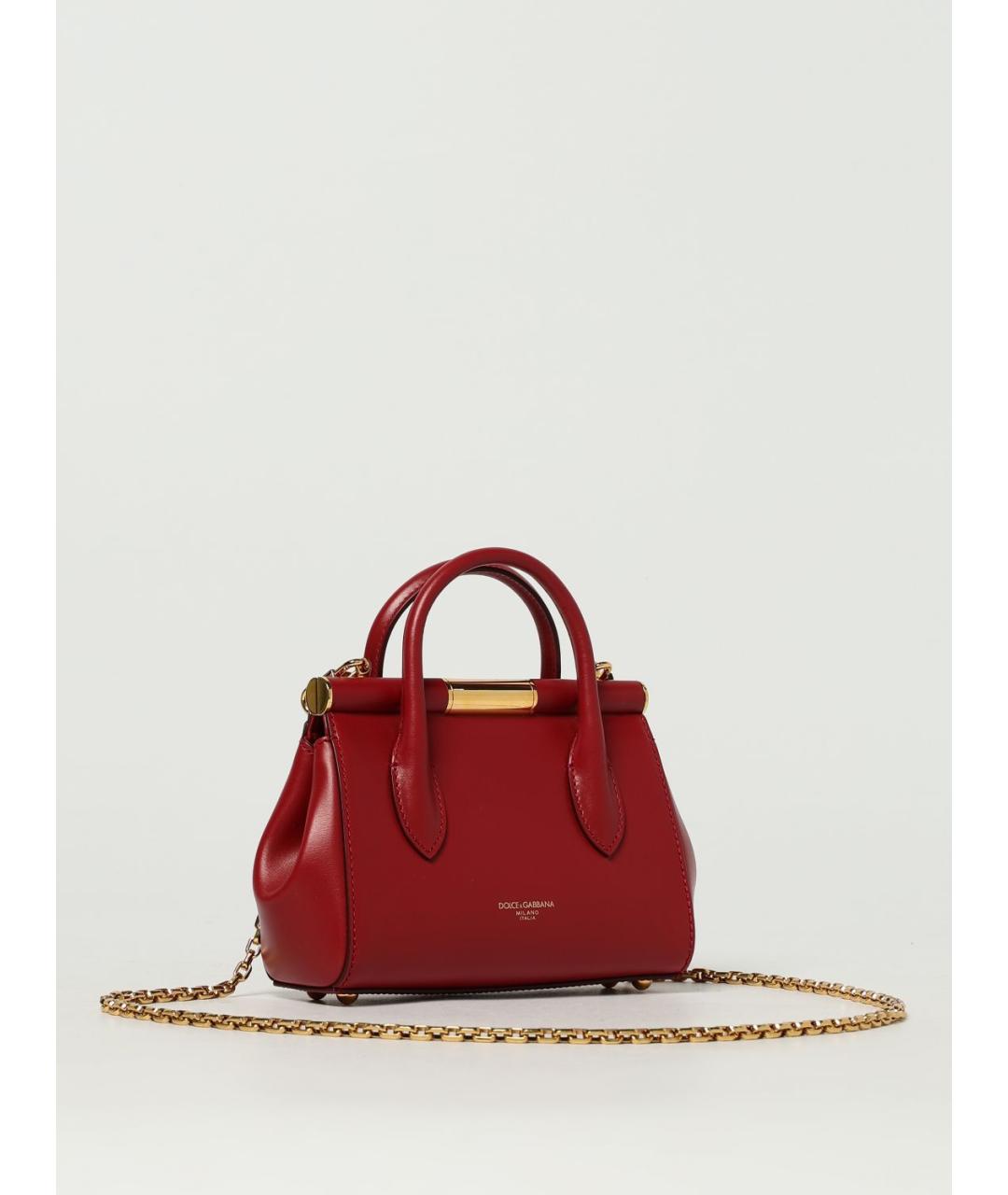 DOLCE&GABBANA Красная кожаная сумка с короткими ручками, фото 3