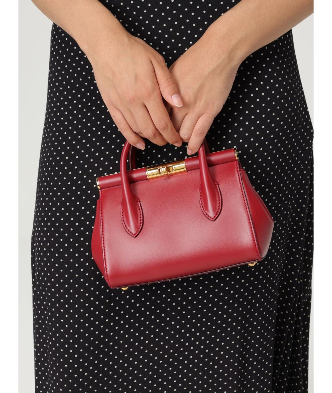 DOLCE&GABBANA Красная кожаная сумка с короткими ручками, фото 2