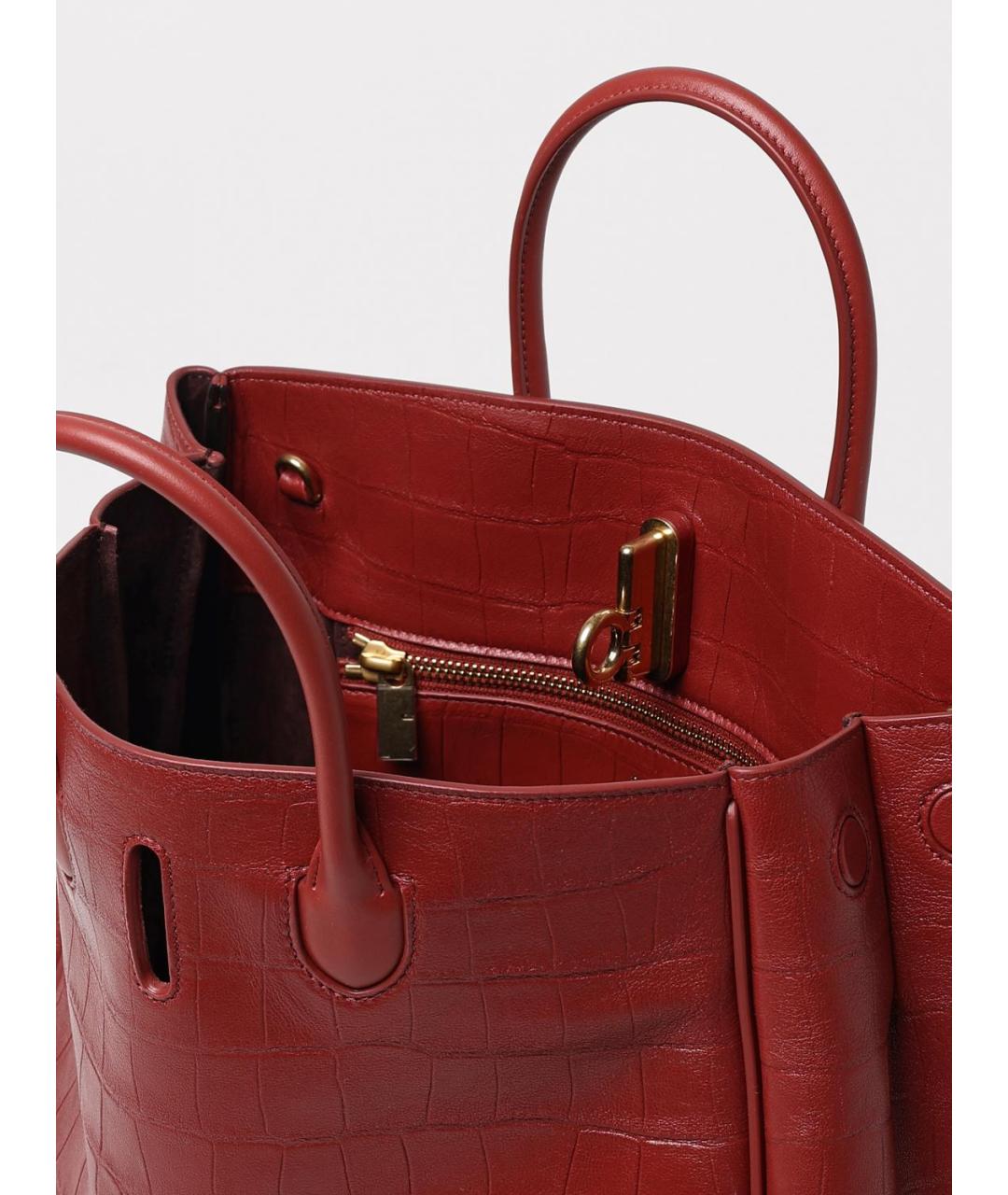 BURBERRY Красная кожаная сумка тоут, фото 5
