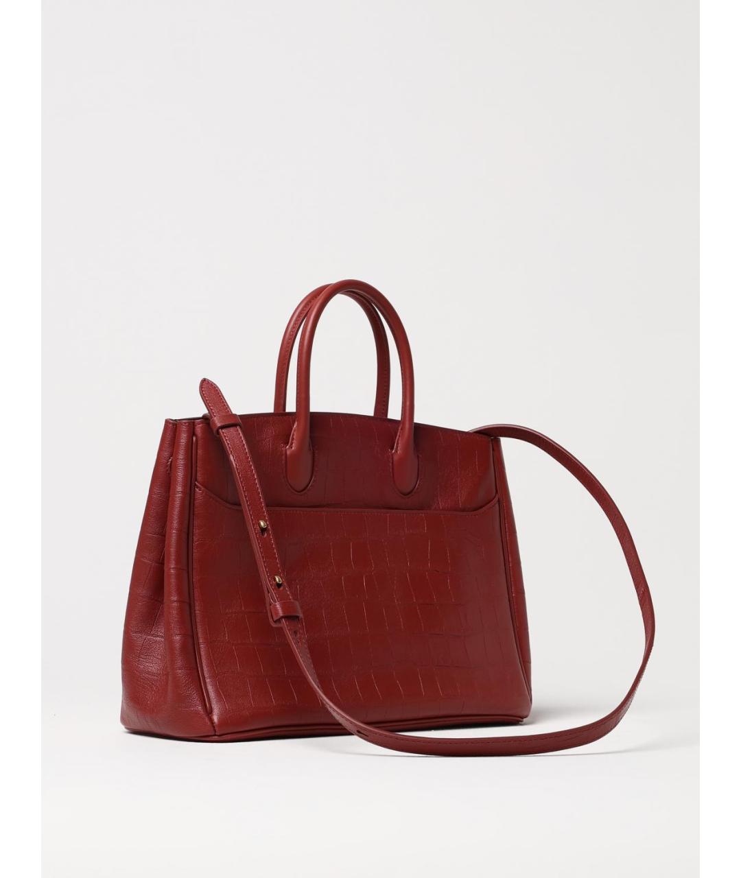 BURBERRY Красная кожаная сумка тоут, фото 2