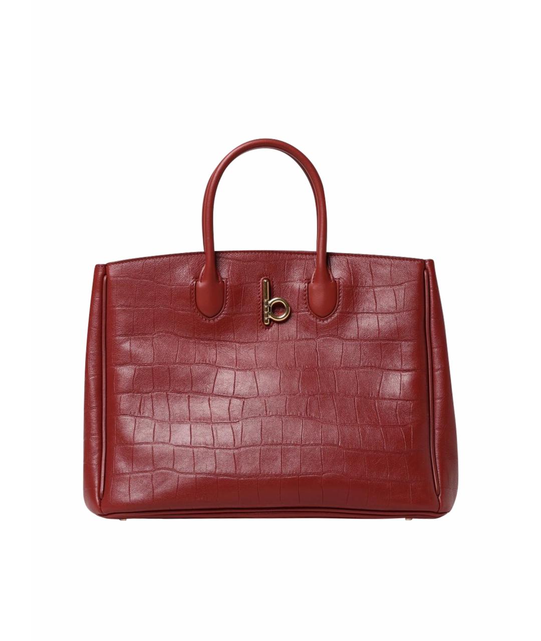 BURBERRY Красная кожаная сумка тоут, фото 1