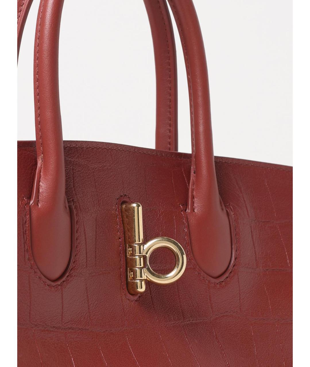 BURBERRY Красная кожаная сумка тоут, фото 3