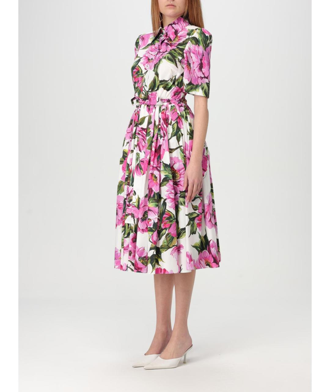 DOLCE&GABBANA Мульти хлопковое повседневное платье, фото 4