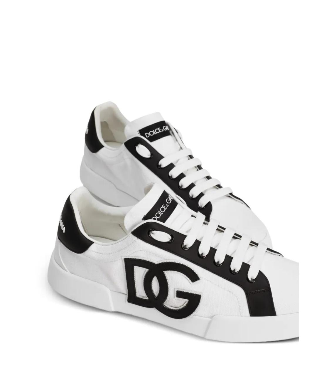 DOLCE&GABBANA Белые текстильные низкие кроссовки / кеды, фото 4