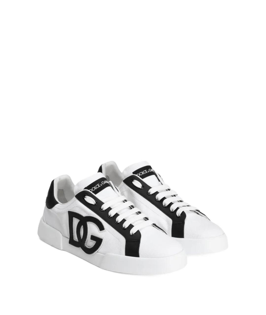 DOLCE&GABBANA Белые текстильные низкие кроссовки / кеды, фото 2